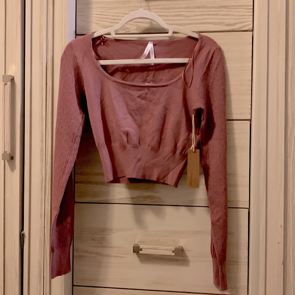 Long sleeve mauve crop top